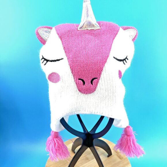 Unbranded Other - Unicorn Beanie One Size Fits All Pink & White